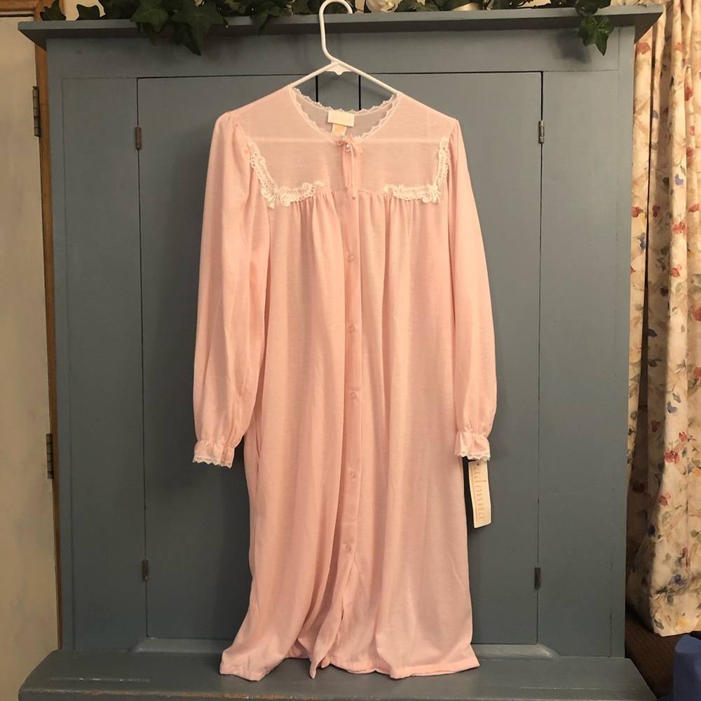 Vintage Adonna Nightgown pink lace, Medium